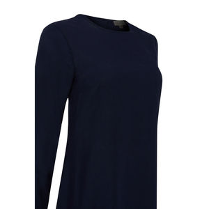 Tunique-jupe en georgette de coton bleu marine pour femme, longueur genou, grande taille, robe décontractée avec fermeture éclair - Product Image 2