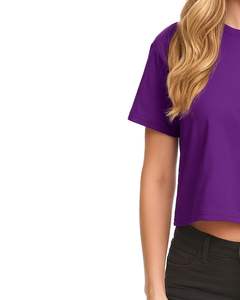 <b>Women</b> Oversized Cropped T <b>Shirt</b> Soft Cotton Casual Short Sleeve Tee Top In Deep Purple Color Trendy Summer Wear OEM Custom Logo - Product Image 3