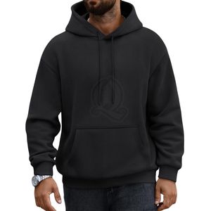 Custom <b>Black</b> <b>Hoodie</b> Men Heavyweight Oversized Drop Shoulder Sweatshirt Blank <b>Plain</b> Cotton Fleece Streetwear Pullover Wholesale - Product Image 3