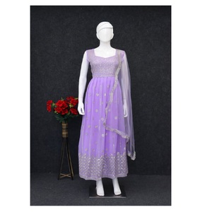 Boutique indienne robe en tissu Georgette meilleure qualité travail manuel fantaisie fil robe de travail avec Dupatta pour femmes séquence robes de travail - Product Image 1