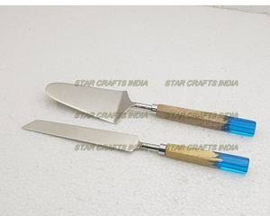 Gifter de Noël Party Dessert Couteau de mariage en acier inoxydable et résine et ensemble serveur de gâteau pour le bureau et la maison - Product Image 5