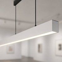 Lampe suspendue linéaire LED en aluminium de 1200 mm pour exposition en galerie d'art, lumière de plafond dimmable 4000K