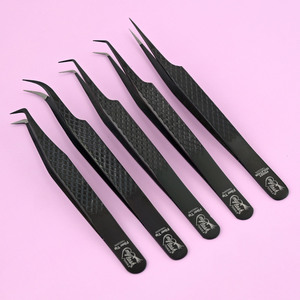 Extension de cils professionnelle pince à épiler à isolation droite L pointe de botte Volume à 90 degrés ensemble classique incurvé en acier inoxydable - Product Image 2