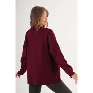 Cárdigan Borgoña al por Mayor con Detalle de Botones, Corte Holgado, Estilo Casual para la Temporada de Otoño - Product Image 1