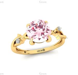 แหวนเพชรแท้มอร์แกไนท์สีเหลืองทอง14K แหวนหมั้นเพชรแท้ดีไซน์อินฟินิตี้ใหม่ของขวัญแหวนทองสำหรับเธอ - Product Image 6