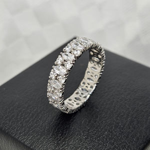Bague en argent S925 personnalisée avec moissanite VVS pour femme, coupe brillante marquise, bague de fiançailles, bijoux fins, bagues en diamant VVS - Product Image 3