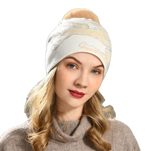 Women's Fashion Winter Knitted <b>Wool</b> <b>Beanie</b> Hat with Faux Fur Pom Pom Casual Camouflage Pattern for Beach Performances - Product Image 2