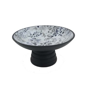 Support de gâteau noir à 2 niveaux plateau de service Design imprimé bois et métal fer pour restaurants outils de gâteau de table - Product Image 4
