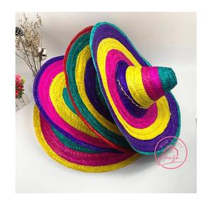 Chapeau mexicain en paille naturelle en promotion, chapeau sombrero mexicain multicolores à large bord à prix avantageux - Product Image 6