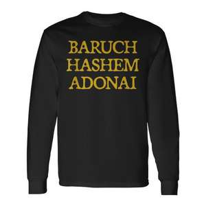 T-shirt à manches longues Baruch Hashem Adonai, col rond unisexe, vêtements religieux, cadeaux d'église, impression sérigraphique - Product Image 1