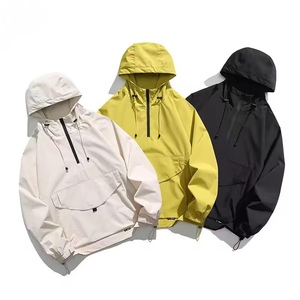 แจ็กเก็ตมีซิปรูดรูดซิปสำหรับผู้ชายเสื้อกันลมมีฮู้ดแห้งเร็วกันน้ำแบบสวมหัวมีฮู้ดสำหรับผู้ชาย - Product Image 2