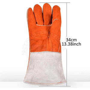 Gants de soudage en cuir robustes et personnalisés, doublure polaire, résistance au feu, protection contre les éclaboussures de métal fondu, service OEM, MIG/TIG - Product Image 4