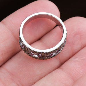 Anillo de joyería creado en plata Anillo de Plata de Ley 925 con piedras preciosas de rubí y zafiro natural certificado Gia de alta calidad para venta al por mayor - Product Image 6