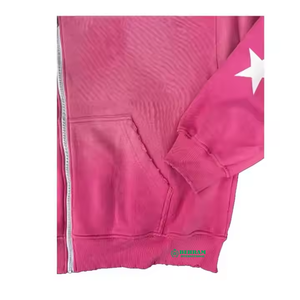 Sweat à capuche unisexe de qualité supérieure avec logo personnalisé sur le devant, fermeture éclair, effet délavé, coupe ajustée, 100% coton molletonné/éponge française - Product Image 3