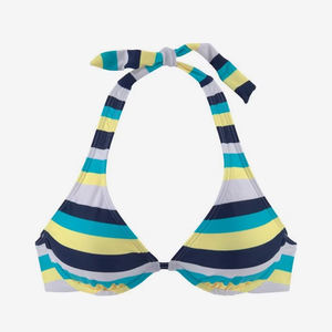 Ensemble de bikinis tendance pour femmes, vente en gros, personnalisable, avec push-up sexy sur le devant, taille haute, coupe triangle, écologique, séchage rapide, bleu marine clair - Product Image 2