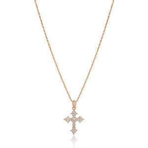 Christian Trendy Engagement Party Angular <b>Cross</b> Design Clear Zircon Stone Charm <b>Necklace</b> Turkish Handmade 925 Sterling <b>Silver</b> - Product Image 3