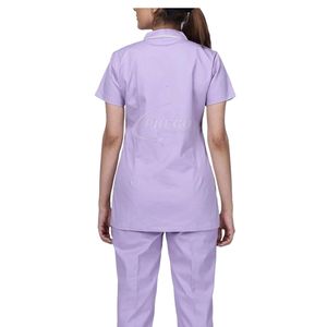 Ensemble de blouses chirurgicales pour femmes de couleur violette |   Uniforme d'infirmière et de médecin à manches courtes en coton polyester |   Tenues médicales d'hôpital confortables - Product Image 4