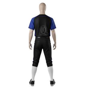 Uniforme de baseball noir et bleu royal personnalisé Maillot et pantalon de l'équipe avec passepoil contrastés en tissu polyester - Product Image 3