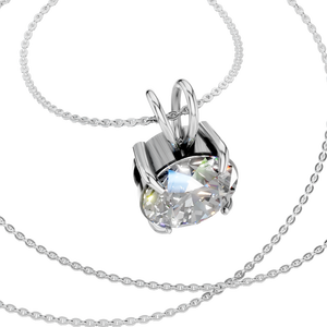 Moissanite Diamond <b>14K</b> Solid <b>Gold</b> Rhodium Plated Link <b>Chain</b> Solitaire Single Pendant IGI Certified OEM ODM - Product Image 3