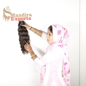 Extensiones de cabello humano de templo indio de fabricante al por mayor paquetes ondulados rizados naturales de trama doble rizos de ondas vírgenes sin procesar - Product Image 6