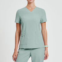 Chemisier de travail YUHONG pour femme, col en V, en tissu léger anti-rides, idéal pour l'hôpital