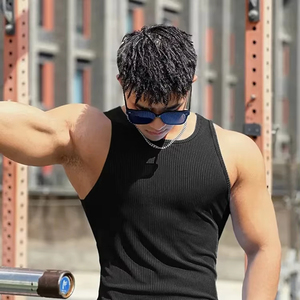 Ropa de verano para hombre, camisa deportiva, chaleco elástico ajustado de alta calidad, Camiseta básica sin mangas, camiseta de manga corta - Product Image 3