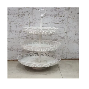 La plupart concepteur avec support à gâteau de finition brillante pour la fête de mariage et la célébration d'anniversaire forme ronde 3 niveaux fabriqués à la main - Product Image 3