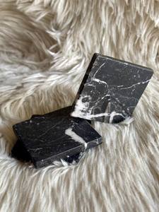Handmade <b>Black</b> Marquina Marble <b>Coasters</b> Square Natural Stone Beer Mat Homeware - Product Image 3