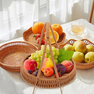 NEW <b>PRODUCT</b>! Tienphong Wholesale 2025 Dessert Tray Refreshment Serving Tray Rattan Handle Basket Snack <b>Storage</b> Holder - Product Image 4