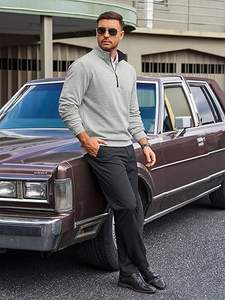 Sweat-shirts à manches longues en coton léger de qualité supérieure pour hommes, à fermeture éclair sur le devant - Product Image 3