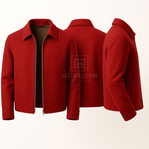 Veste rouge pour homme à fermeture éclair en mélange de laine | Veste d'hiver à col rabattu de coupe régulière | Vêtements d'extérieur chauds et décontractés avec logo personnalisé - Product Image 5