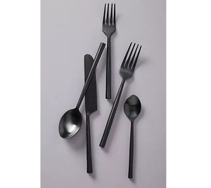 Ensemble de couverts en acier inoxydable noir, design élégant et moderne, vaisselle de cuisine, vaisselle de table, articles de service, qualité hôtelière - Product Image 1