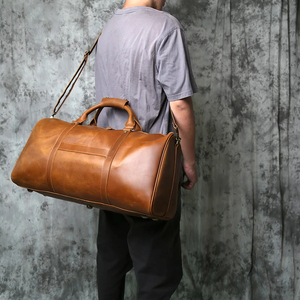 Sac de voyage en cuir véritable avec fermeture à glissière pour les voyages et l'usage quotidien - Product Image 3