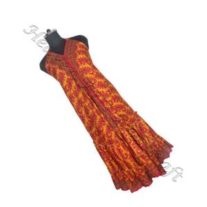 SD009 indien pakistanais Vintage soie Sari longue robe imprimée florale Hippy Boho Style coton matériel pour l'inde - Product Image 3