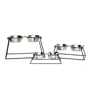 Base en bois Diner avec bols pour animaux de compagnie en acier inoxydable pour chiens Bols de nourriture pour animaux de compagnie surélevés mangeoires pour chiens et chats nourriture et eau Bol pour animaux de compagnie - Product Image 4