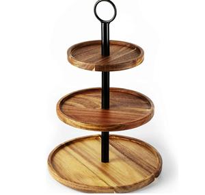 Support de gâteau rond en bois moderne à 3 niveaux détachable professionnel et romantique fait à la main - Product Image 5