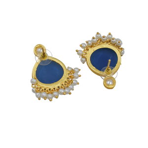 Nuevo fabricante de pendientes Proveedor Pendientes redondos de piedra natural inoxidable chapados en oro de 18K - Product Image 4