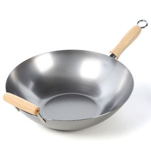 Ensemble de casseroles Pow Wok en acier au carbone de qualité commerciale martelé à la main avec poignée en bois et en acier spatule à anneau Wok - Product Image 1