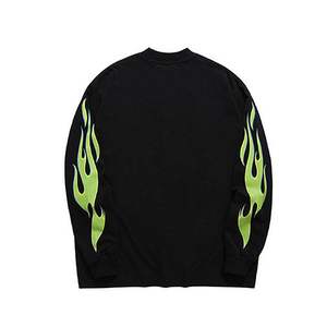 T-shirt à manches longues et col ras du cou pour hommes, surdimensionné 100% coton, dernière sérigraphie tendance, chemises de couleur unie, 220 grammes, poids du tissu - Product Image 6