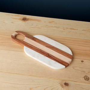 Tabla de Queso de Madera Natural, Tabla de Cortar y Picar de Cocina con Piedra de Mármol para Servir y Preparar Alimentos - Product Image 2