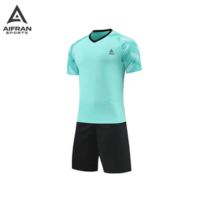 Tenue de football personnalisée Aifran - Maillot de football rétro bleu à chevrons - Tenue d'entraînement d'équipe de qualité supérieure avec short - Product Image 2