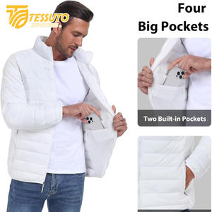 Veste matelassée en satin personnalisée pour hommes Manteau d'hiver rembourré à bulles imperméable avec fermeture à glissière Vêtements d'extérieur de courte longueur - Product Image 5