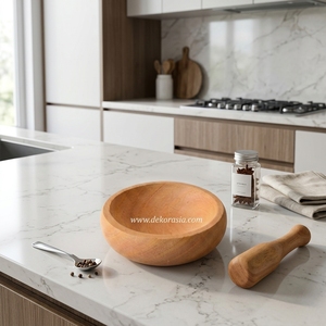 Bol à salade rond en bois écologique de style antique, personnalisable, de luxe, pour cadeaux d'affaires - Product Image 5