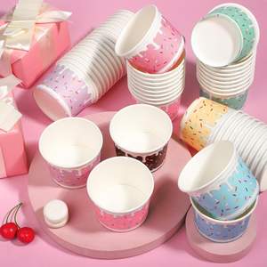 Gobelets à crème glacée jetables à double paroi en papier enduit biodégradable, prix d'usine, personnalisables avec logo pour la crème glacée - Product Image 1