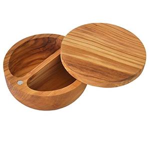 Luxury Indian Handicraft Wooden Salt Cellar With Swivel Lid - <b>Spice</b> <b>Jar</b> & Condiment Keeper For Kitchen Table. - Product Image 6