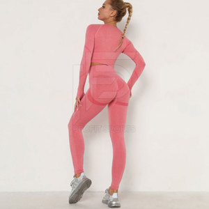 Vêtements de sport à coutures pour filles ensemble de yoga pour femmes à haute élasticité soutien-gorge de gymnastique et leggings de yoga respirants - Product Image 2