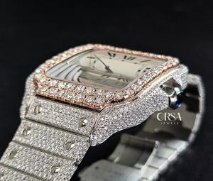 Reloj de lujo para hombre con diamantes naturales helados blancos de la mejor calidad con juego de mano, diamantes auténticos disponibles para la venta - Product Image 4