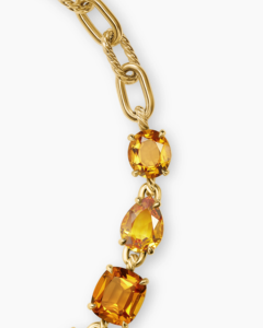 Collier en or jaune 18 carats pour femmes chaîne Marbella améthyste jaune grenat rhodolite cadeau de mariage mode alliage principalement fabriqué - Product Image 4