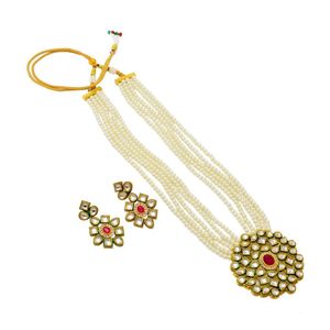 Ensemble de collier en cristal blanc avec plaqué or, motif goutte d'eau, strass et perle pour mariage, fête, fiançailles ou cadeau - Product Image 4