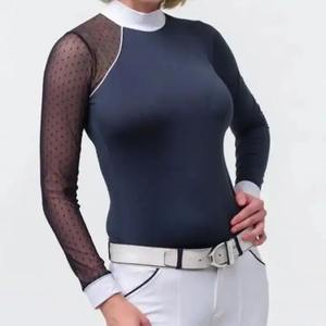 Chemise d'équitation vintage respirante à manches courtes pour femmes, sous-vêtements de base, design personnalisé, chemises de spectacle - Product Image 2